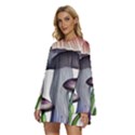 Necromancy Charm Round Neck Long Sleeve Bohemian Style Chiffon Mini Dress View2