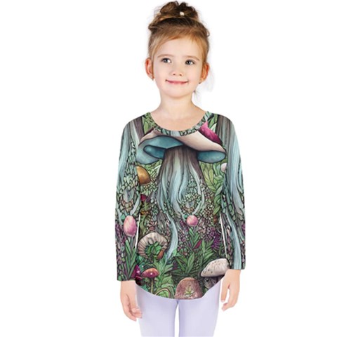 Craft Mushroom Kids  Long Sleeve Tee by GardenOfOphir