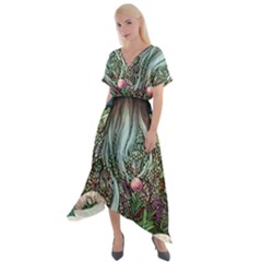 Craft Mushroom Cross Front Sharkbite Hem Maxi Dress by GardenOfOphir