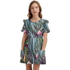 Craft Mushroom Kids  Frilly Sleeves Pocket Dress by GardenOfOphir