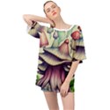 Antique Forest Mushrooms Oversized Chiffon Top View1