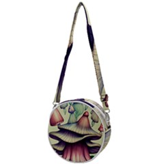 Antique Forest Mushrooms Crossbody Circle Bag by GardenOfOphir