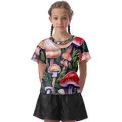 Rustic Mushroom Kids  Front Cut Tee by GardenOfOphir
