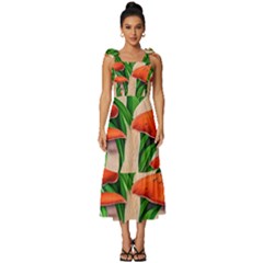 Fairycore Forest Mushroom Tie-strap Tiered Midi Chiffon Dress by GardenOfOphir