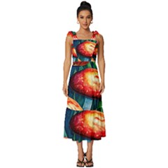 Enchanted Forest Mushroom Tie-strap Tiered Midi Chiffon Dress by GardenOfOphir