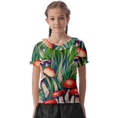 Vintage Mushroom Kids  Frill Chiffon Blouse by GardenOfOphir