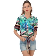 Mushrooms Nature s Little Wonders Tie Front Shirt  by GardenOfOphir