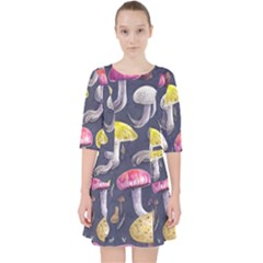 Fantasy Woodland Mushroom Quarter Sleeve Pocket Dress by GardenOfOphir