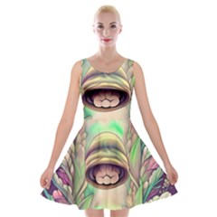 Mystic Mushroom Velvet Skater Dress by GardenOfOphir