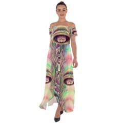 Mystic Mushroom Off Shoulder Open Front Chiffon Dress by GardenOfOphir