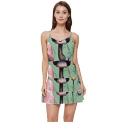 Boho Woods Mushroom Short Frill Dress by GardenOfOphir