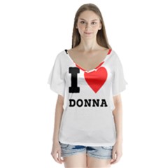 I Love Donna V-neck Flutter Sleeve Top by ilovewhateva