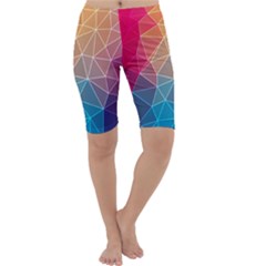 Multicolored Geometric Origami Idea Pattern Cropped Leggings  by Jancukart