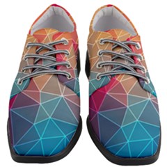 Multicolored Geometric Origami Idea Pattern Women Heeled Oxford Shoes by Jancukart