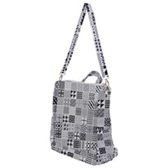 Black And White Geometric Patterns Crossbody Backpack by Jancukart