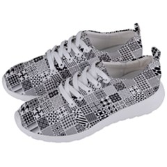 Black And White Geometric Patterns Men s Lightweight Sports Shoes by Jancukart