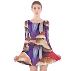Mushroom Long Sleeve Velvet Skater Dress by GardenOfOphir