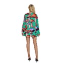 Mushroom Forest Round Neck Long Sleeve Bohemian Style Chiffon Mini Dress View4