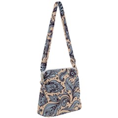 Texture Ornament Paisley Zipper Messenger Bag by Jancukart