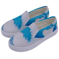 Wave Tsunami Tidal Wave Ocean Sea Water Kids  Canvas Slip Ons by Pakemis