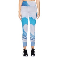 Wave Tsunami Tidal Wave Ocean Sea Water Pocket Leggings  by Pakemis