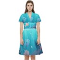 Ai Generated Ocean Sea Fish Aquatic Water Nature 4 Short Sleeve Waist Detail Dress View1