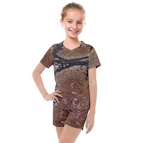 Rustic Charm Abstract Print Kids  Mesh Tee And Shorts Set by dflcprintsclothing