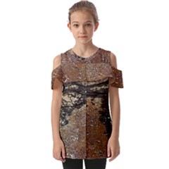 Rustic Charm Abstract Print Fold Over Open Sleeve Top by dflcprintsclothing