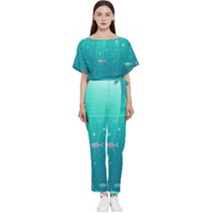 Ai Generated Ocean Sea Fish Aquatic Water Nature 3 Batwing Lightweight Chiffon Jumpsuit by Pakemis