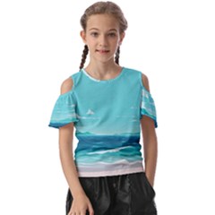 Ai Generated Ocean Waves Sea Water Anime Kids  Butterfly Cutout Tee by Pakemis