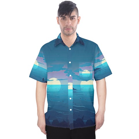 Ai Generated Ocean Sea Water Anime Nautical 2 Men s Hawaii Shirt by Pakemis