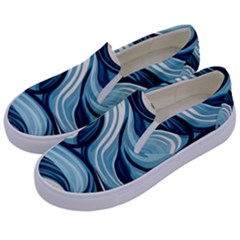 Pattern Ocean Waves Arctic Ocean Blue Nature Sea Kids  Canvas Slip Ons by Pakemis