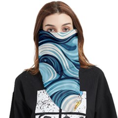 Pattern Ocean Waves Arctic Ocean Blue Nature Sea Face Covering Bandana (triangle) by Pakemis