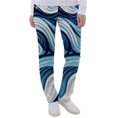 Pattern Ocean Waves Arctic Ocean Blue Nature Sea Women s Casual Pants by Pakemis