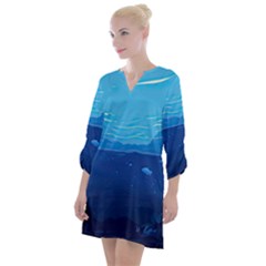 Ai Generated Ocean Sea Fish Underwater Water Open Neck Shift Dress by Pakemis