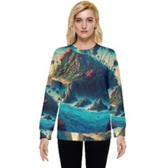 Tropical Island Paradise Ocean Sea Palm Trees Hidden Pocket Sweatshirt by Pakemis