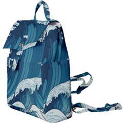Waves Ocean Sea Pattern Water Tsunami Rough Seas Buckle Everyday Backpack by Pakemis