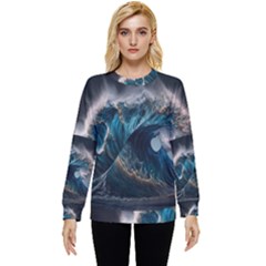 Tsunami Waves Ocean Sea Water Rough Seas 5 Hidden Pocket Sweatshirt by Pakemis
