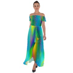 Liquid Shapes - Fluid Arts - Watercolor - Abstract Backgrounds Off Shoulder Open Front Chiffon Dress by GardenOfOphir