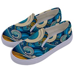 Waves Wave Ocean Sea Abstract Whimsical Abstract Art Kids  Canvas Slip Ons by Pakemis