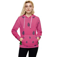 Watermelon Fruit Summer Red Fresh Food Healthy Women s Lightweight Drawstring Hoodie by Wegoenart