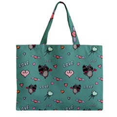 Raccoon Texture Seamless Scrapbooking Hearts Zipper Mini Tote Bag by Wegoenart