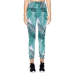 Background Pattern Texture Leaves Design Wallpaper Pocket Leggings  by Wegoenart