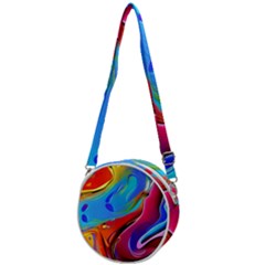 Abstract Fluid Art Crossbody Circle Bag by GardenOfOphir