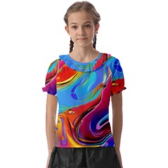 Abstract Fluid Art Kids  Frill Chiffon Blouse by GardenOfOphir