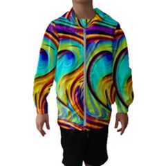 Fluid Art Pattern Kids  Hooded Windbreaker by GardenOfOphir