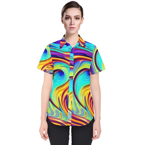 Fluid Art Pattern Women s Short Sleeve Shirt by GardenOfOphir