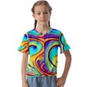 Fluid Art Pattern Kids  Cuff Sleeve Scrunch Bottom Tee View1