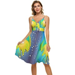 Liquid Background Sleeveless Tie Front Chiffon Dress by GardenOfOphir