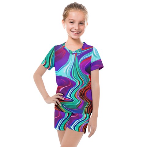 Fluid Background Kids  Mesh Tee And Shorts Set by GardenOfOphir